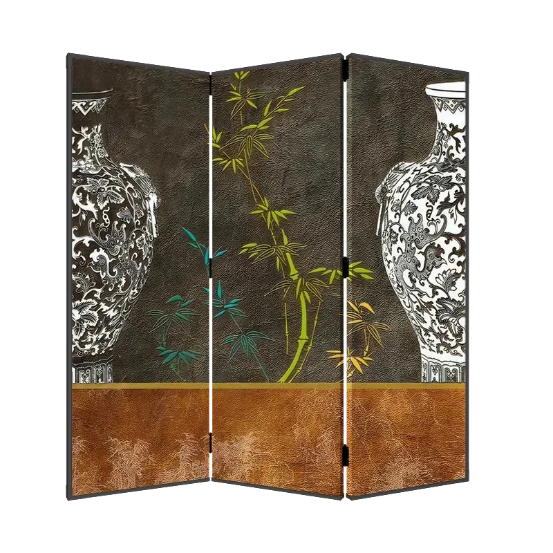 Neoclassical Chinese Folding Screen Walnut Wood Divider - Image 5