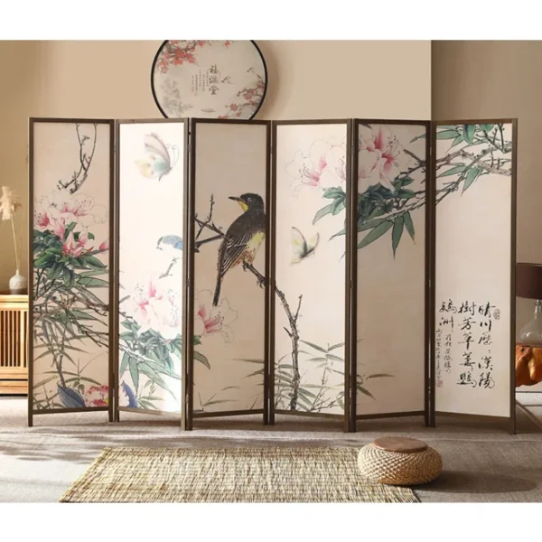 Chinese Pine Wood 6-Panel Folding Screen