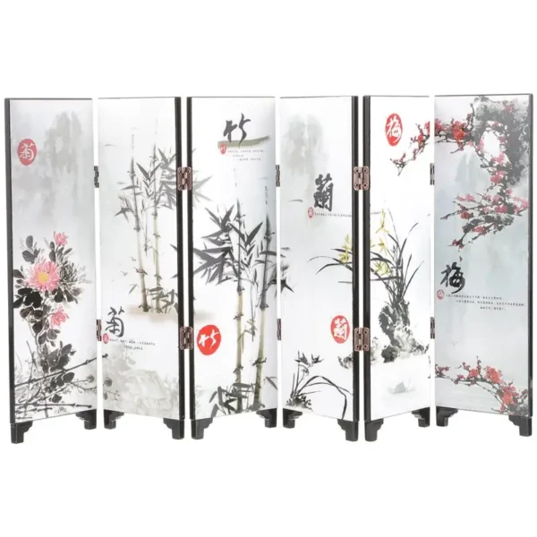 Mini Chinese Wooden 6-Panel Folding Screen