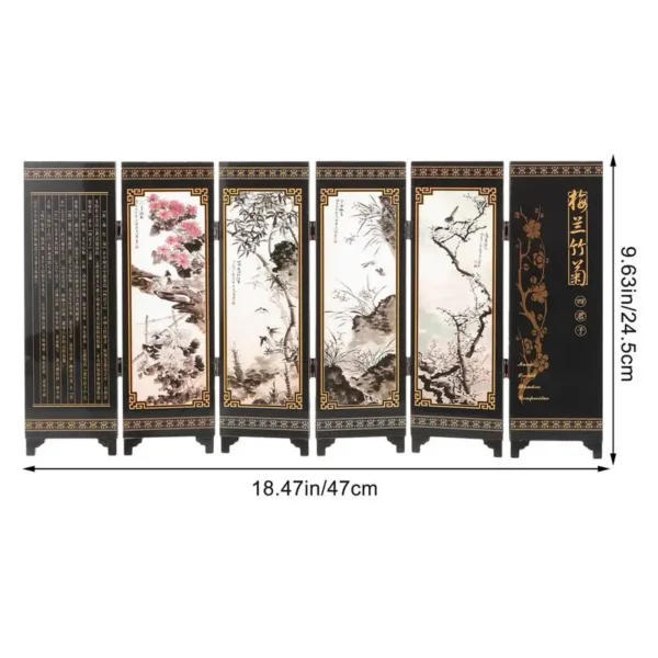 Mini Wooden Six Panel Folding Screen Room Divider