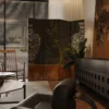Neoclassical Chinese Folding Screen Walnut Wood Divider