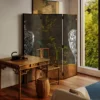 Neoclassical Chinese Folding Screen Walnut Wood Divider