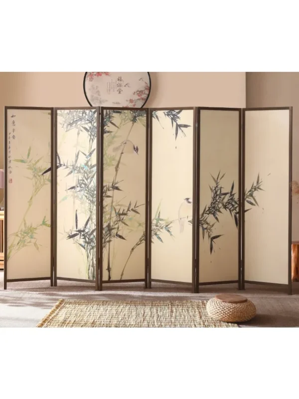 Chinese Pine Wood 6-Panel Folding Screen