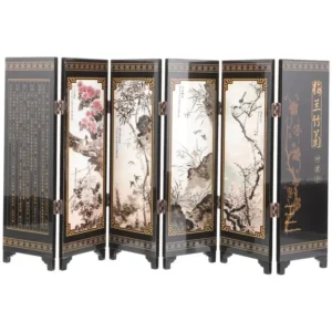 Mini Chinese Wooden 6-Panel Folding Screen