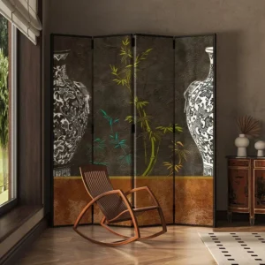 Neoclassical Chinese Folding Screen Walnut Wood Divider