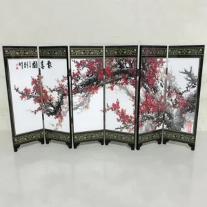 Mini Chinese Spring 6-Panel Wooden Room Divider