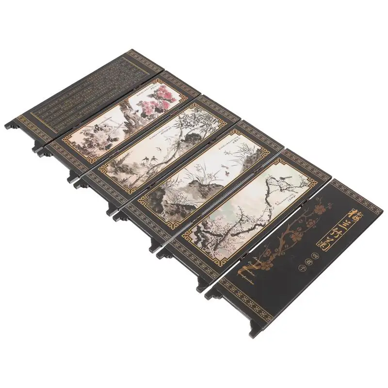 Mini Chinese Wooden 6-Panel Folding Screen - Image 5