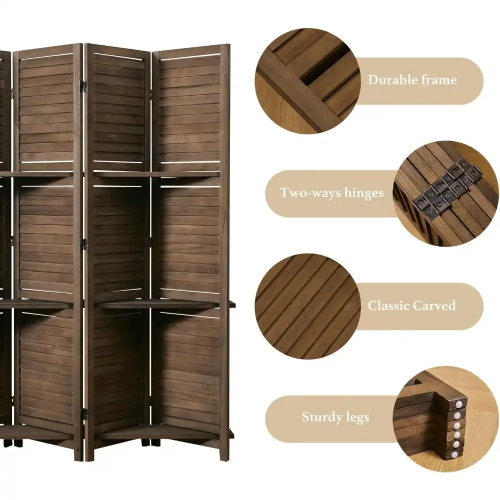 Chinese Screen Wood Room Divider Shelves - Image 4