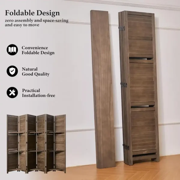 Chinese Screen Wood Room Divider Shelves