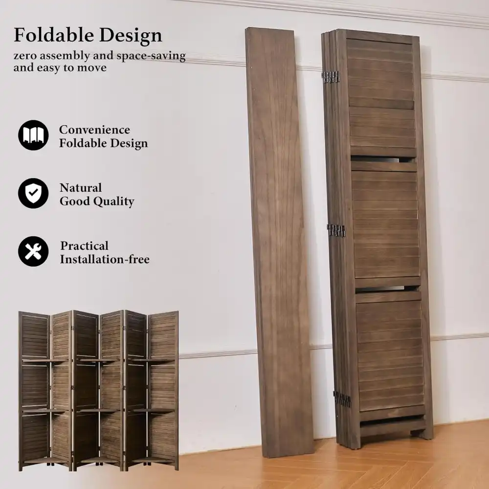 Chinese Screen Wood Room Divider Shelves - Image 5