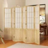 Chinese Japanese Shoji Wood Folding Screen Divider