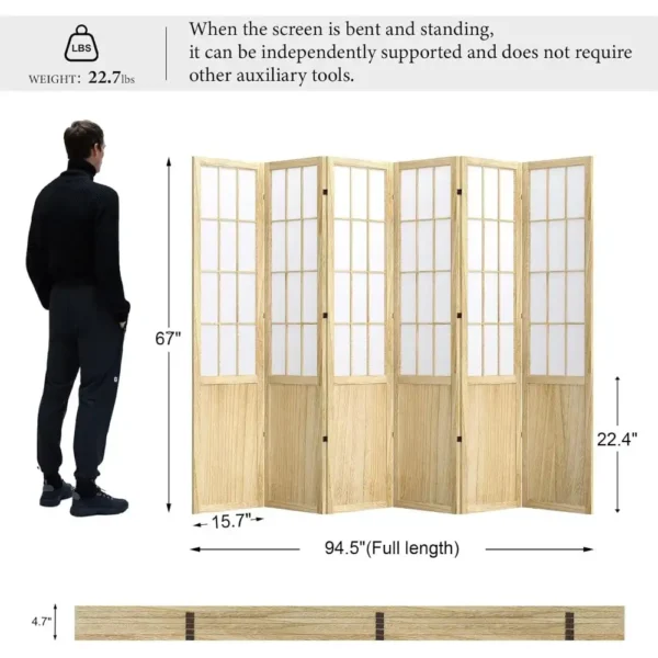Chinese Japanese Shoji Wood Folding Screen Divider
