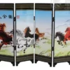 Chinese Lacquer Eight Horses Mini Folding Screen Divider