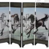 Chinese Lacquer Eight Horses Mini Folding Screen Divider