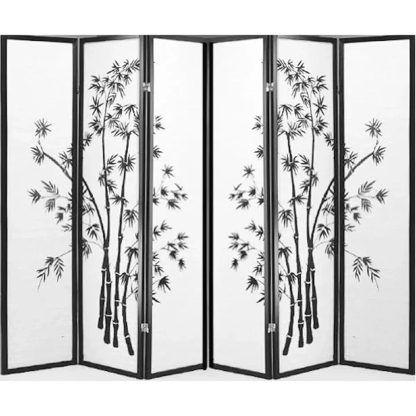 Chinese Shoji Black Bamboo Privacy Screen Divider