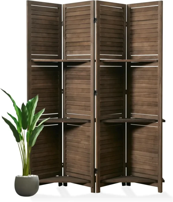 Chinese Screen Wood Room Divider Shelves