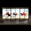 Chinese Lacquer Eight Horses Mini Folding Screen Divider