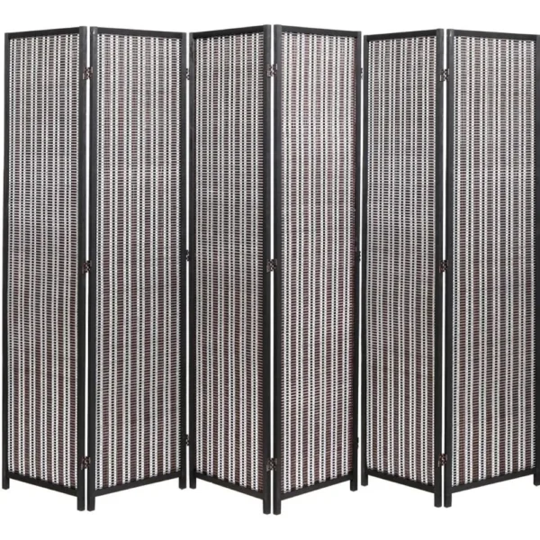 Natural Wood Bamboo Weave Room Divider Screen