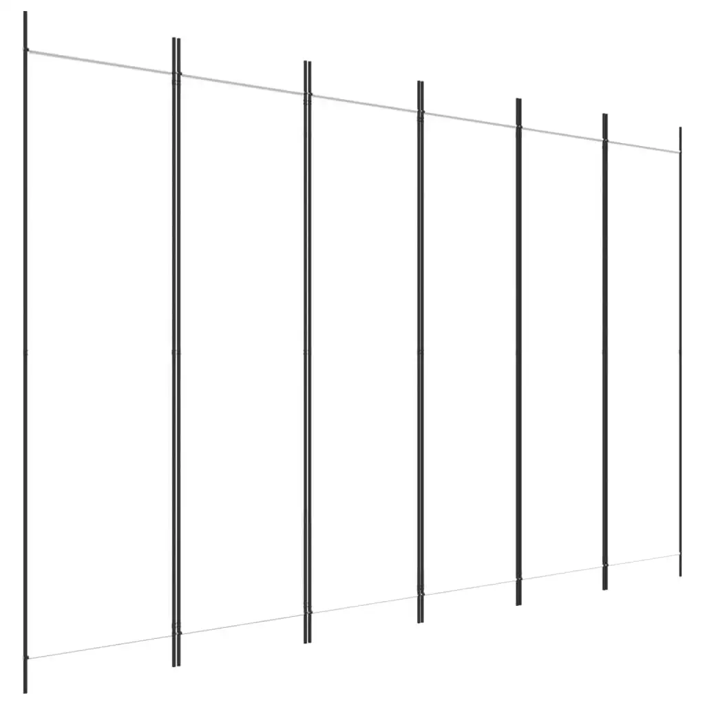 6 Panel White Fabric Room Divider Screen