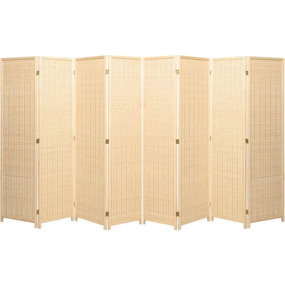 Natural Wood Bamboo Weave Room Divider Screen