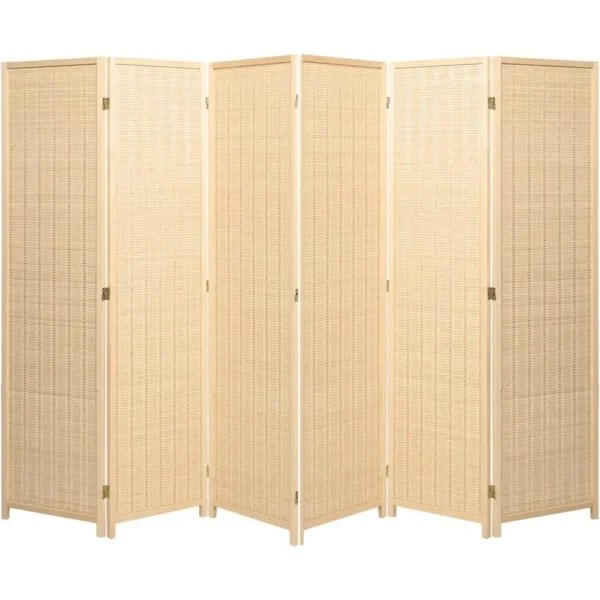 Natural Wood Bamboo Weave Room Divider Screen