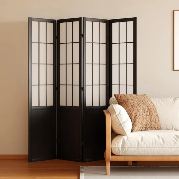 Chinese Japanese Shoji Wood Folding Screen Divider
