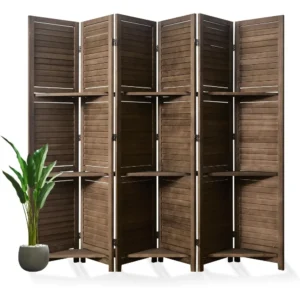 Chinese Screen Wood Room Divider Shelves
